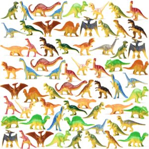 prextex mini toy dinosaurs figure (72 count) best for dinosaur party favors cake toppers easter eggs filler, plastic dinosaur figurines, dinosaur cupcake toppers, small dinosaur toys, cupcake toppers