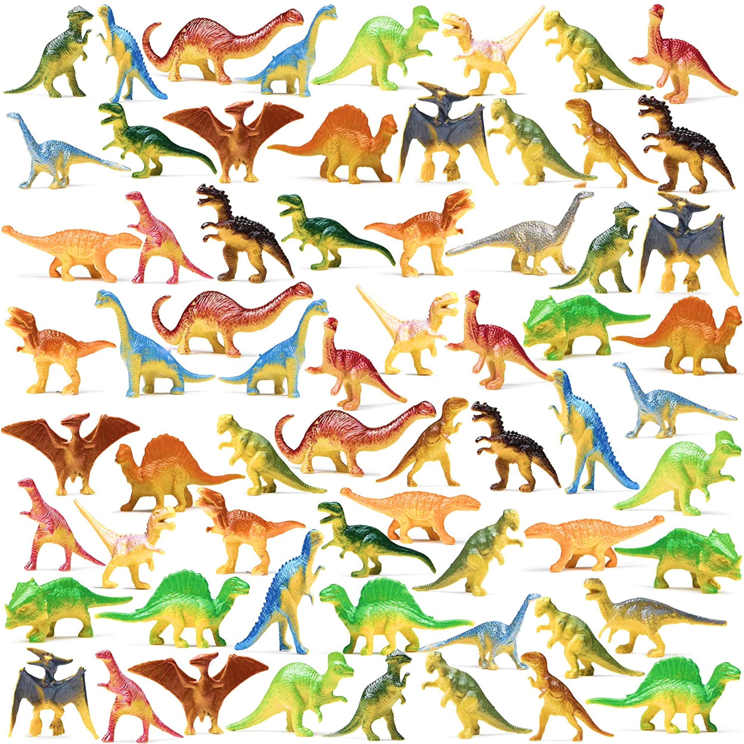 PREXTEX Mini Toy Dinosaurs Figure (72 Count) Best for Dinosaur Party Favors Cake Toppers Easter Eggs Filler, Plastic Dinosaur Figurines, Dinosaur Cupcake Toppers, Small Dinosaur Toys, Cupcake Toppers