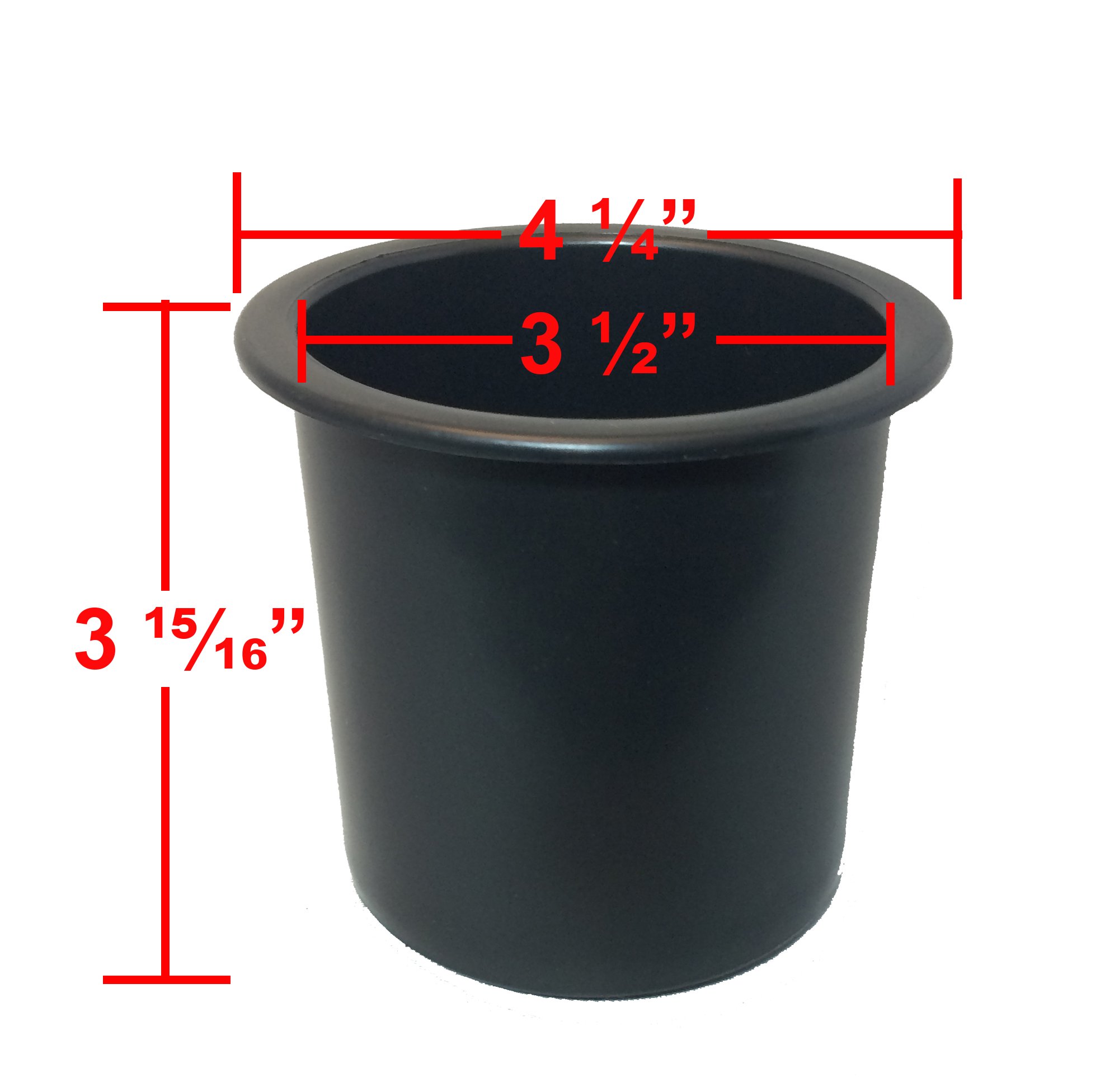 FR Universal Replacement Plastic Cup Holder, Black, 3 5/8" Diameter