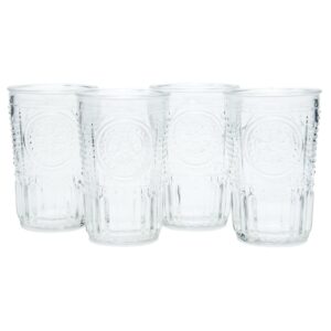 Bormioli Rocco Romantic Water Glass [Set Of 4] | 10.25 oz Premium Glass Set For Refreshments, Soda & Beverages | Italian Quality Glassware, Perfect For Dinner Parties, Bars & Restaurants