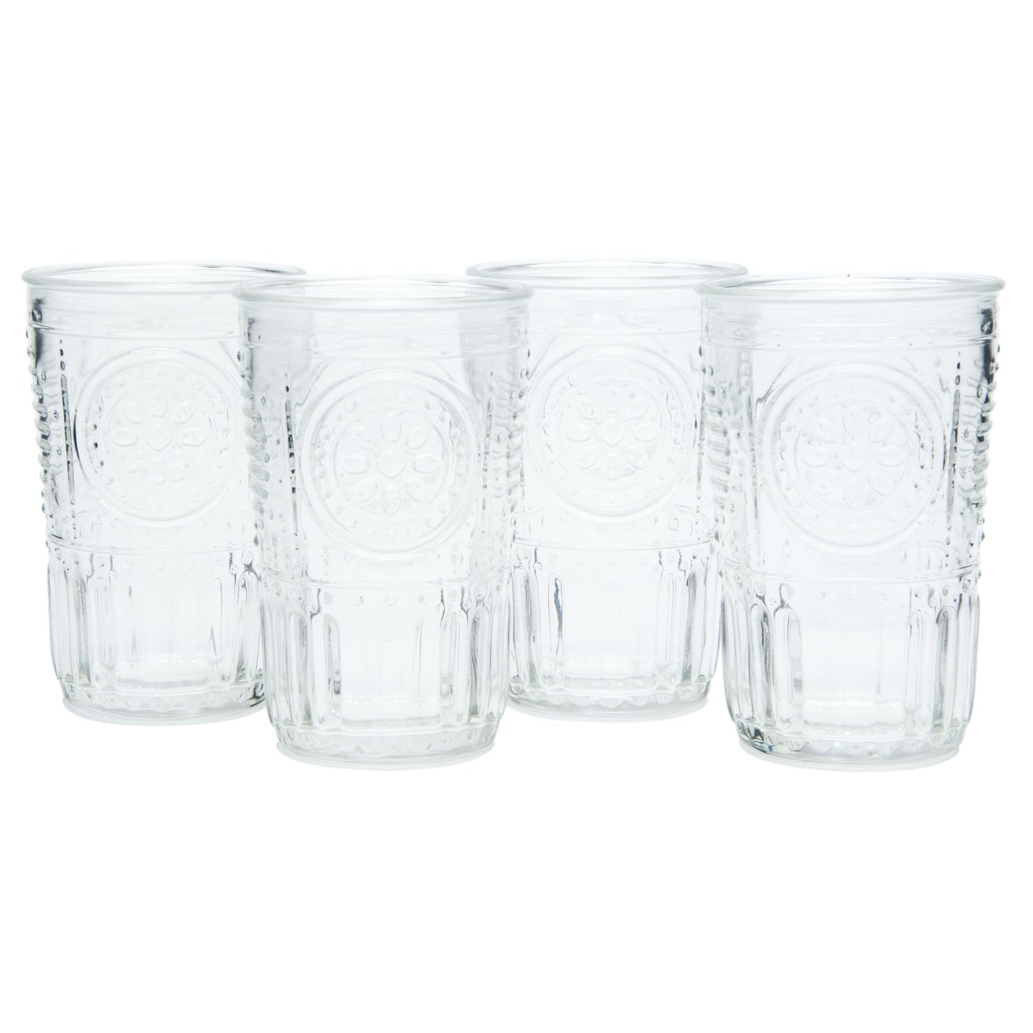 Bormioli Rocco Romantic Water Glass [Set Of 4] | 10.25 oz Premium Glass Set For Refreshments, Soda & Beverages | Italian Quality Glassware, Perfect For Dinner Parties, Bars & Restaurants