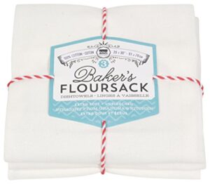 now designs bakers floursacks, set of three, unbleached white, set of three