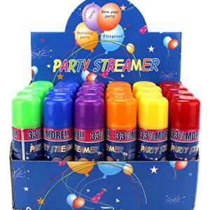 24 Pack of Party Streamer Spray String in a Can Children's Kid's Party Supplies, Perfect for Parties/Events