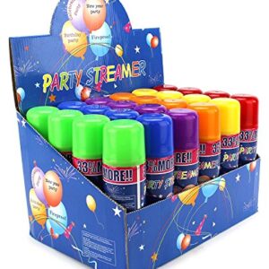 24 Pack of Party Streamer Spray String in a Can Children's Kid's Party Supplies, Perfect for Parties/Events