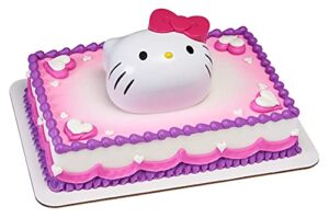 decoset® hello kitty style cake topper, 4-piece decoration set with surprise inside, bow stamp and sticker sheets for hours of fun after the birthday party