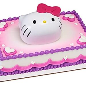 DecoSet® Hello Kitty Style Cake Topper, 4-Piece Decoration Set with Surprise Inside, Bow Stamp and Sticker Sheets for Hours of Fun After the Birthday Party