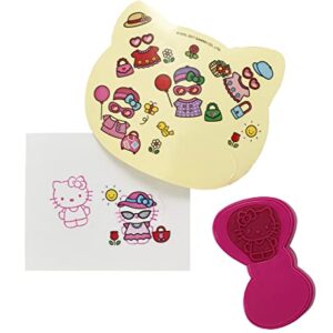 DecoSet® Hello Kitty Style Cake Topper, 4-Piece Decoration Set with Surprise Inside, Bow Stamp and Sticker Sheets for Hours of Fun After the Birthday Party