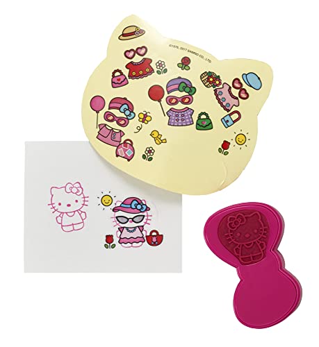 DecoSet® Hello Kitty Style Cake Topper, 4-Piece Decoration Set with Surprise Inside, Bow Stamp and Sticker Sheets for Hours of Fun After the Birthday Party