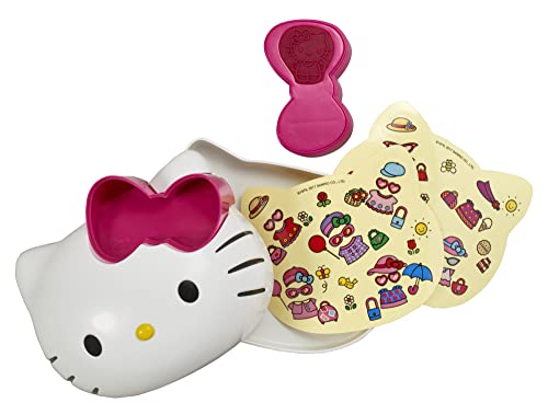 DecoSet® Hello Kitty Style Cake Topper, 4-Piece Decoration Set with Surprise Inside, Bow Stamp and Sticker Sheets for Hours of Fun After the Birthday Party