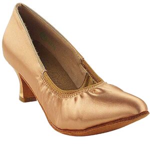 Womens Ballroom Dance Shoes Party Salsa Practice Shoes Tan Satin S9107EB Comfortable - Very Fine 2" Heel 9.5 M US [Bundle of 5]