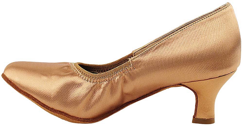 Womens Ballroom Dance Shoes Party Salsa Practice Shoes Tan Satin S9107EB Comfortable - Very Fine 2" Heel 9.5 M US [Bundle of 5]