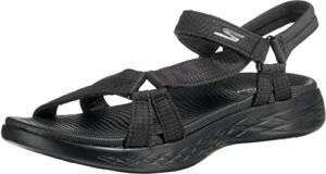 skechers womens on-the-go 600 - brilliancy sport sandal, black, 9 us