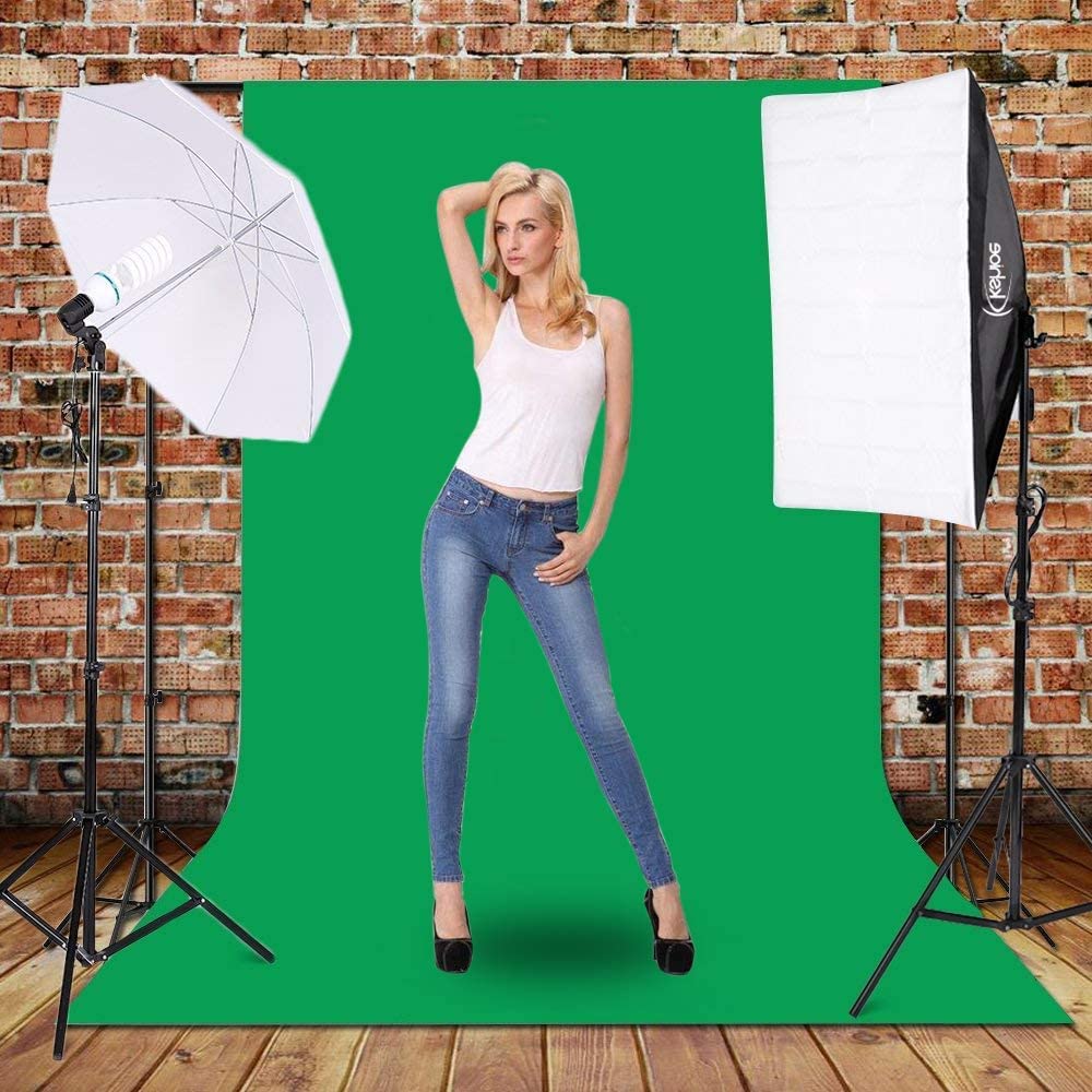 Kshioe Photo Lighting Kit, 2M x 3M/6.6ft x 9.8ft Background Support System and 900W 6400K Umbrellas Softbox Continuous Lighting Kit for Photo Studio Product,Portrait and Video Shoot Photography