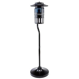 dynatrap smokeless durable all weather whisper quiet 1/2 acre coverage flying insect trap with pole stand and water tray, black