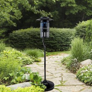 Dynatrap Smokeless Durable All Weather Whisper Quiet 1/2 Acre Coverage Flying Insect Trap with Pole Stand and Water Tray, Black