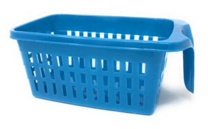 rectangular slotted baskets with single-end handles, 13", pack of 4 (blue)