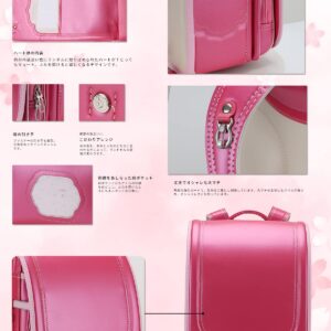 2023 Ransel Randoseru Backpack Automatic Satchel Japanese School Bag PU bags For Girls Waterproof Leather Schoolbag（Rose）