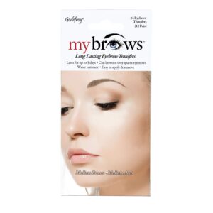 godefroy mybrows long lasting eyebrow transfers, medium arch, medium brown, 12-pairs of brows