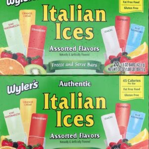 Wylers Authentic Italian Ices Original Flavors(2 Pack) ((40) 1.5oz pops (2/20ct boxes))