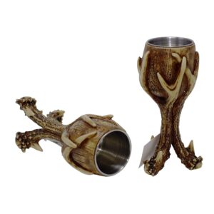 pine ridge wild deer antler stag whiskey wine glass, unique drinking wine goblet for bourbon scotch whisky and cocktails, bar glasses pack of 2