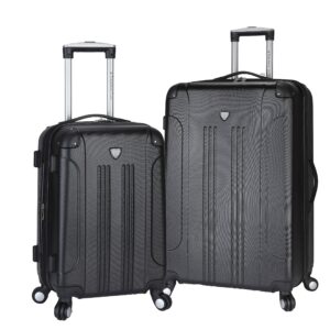 travelers club chicago hardside expandable spinner luggage, black, 2-piece set (20/28)