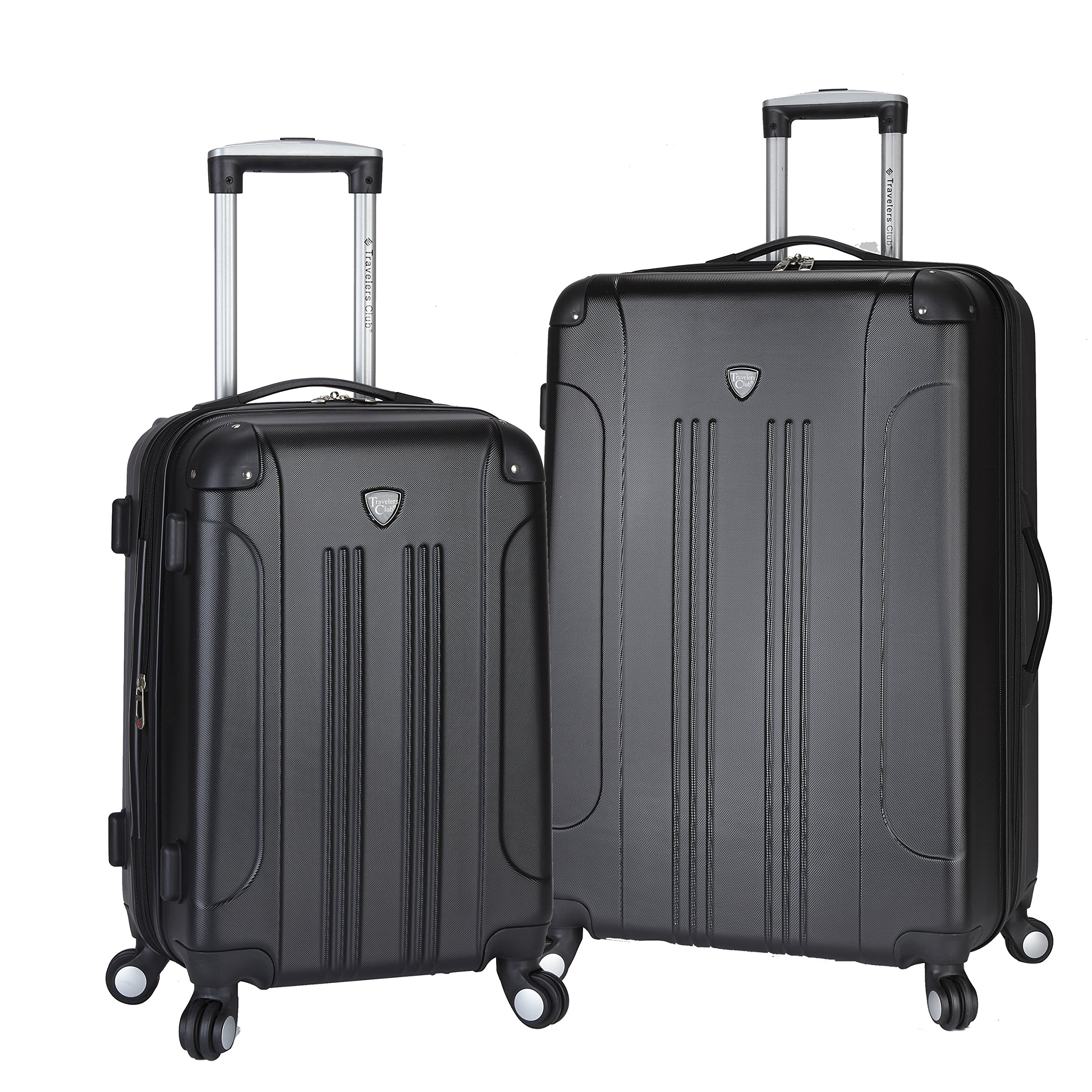 Travelers Club Chicago Hardside Expandable Spinner Luggage, Black, 2-Piece Set (20/28)