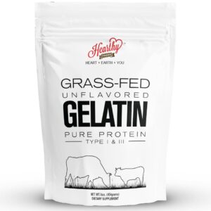 hearthy foods beef gelatin powder unflavored gelatin powder for women and men | keto and paleo friendly pure protein type 1 & 3, grass-fed halal certified, non-gmo, kosher gelatin | 16 oz. 454g