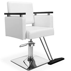 mefeir barber chair heavy duty hair salon chair for hair stylist white, professional hairdressing styling chair, barbershop spa tattoo esthetics equipment