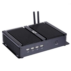 PARTAKER Powerful Mini Desktop Computer, Fanless Industrial PC, Intel Core i5 3317U, 8GB Ram 512GB SSD, 2xNICs, 4xUSB 3.0, 4xCOM RS232, HD Port, Aluminum Alloy Chassis, Windows 11 Pro