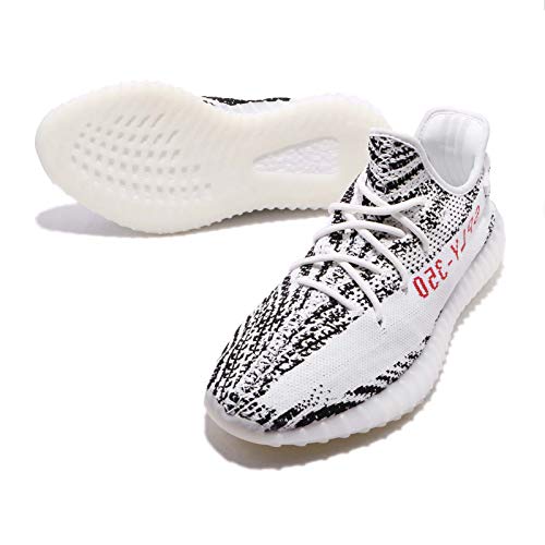 adidas Men's Yeezy Boost 350 V2, White/CORE Black/RED, 9.5 M US