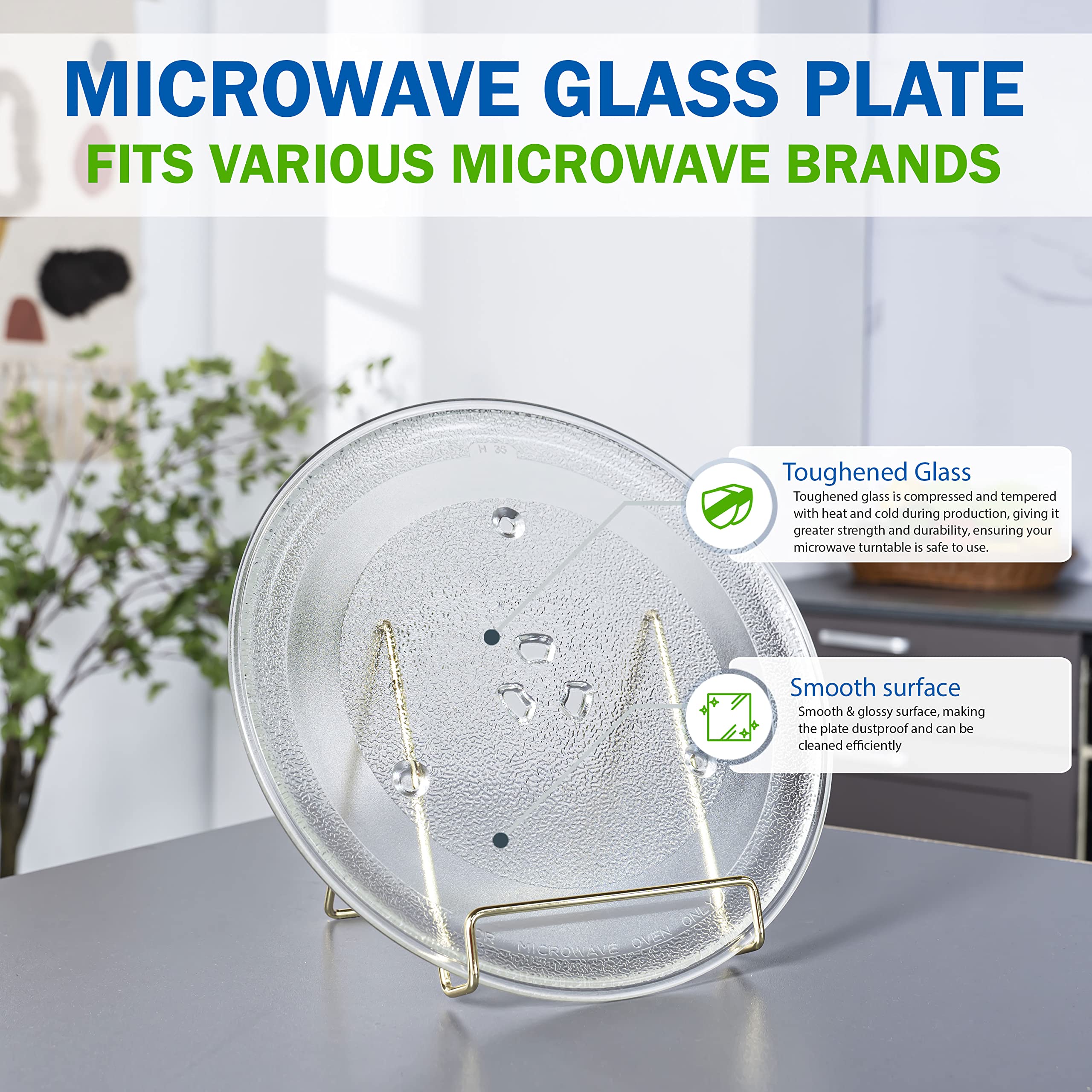 Microwave Plate Replacement 10.6 Inch for WB48X21336 Microwave Oven Turntable Plate - GE Replacement Microwave Glass Plate Fits Many Brands Plates - Rotating Dish Tray For Better Reheating and Cooking