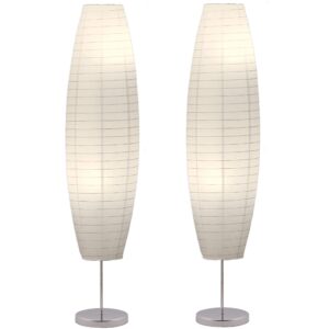 lightaccents diploma paper floor lamp set - paper lamps - rice paper floor lamps - paper floor lamps for living room fits in modern room decor perfect for bedroom decor - 59 inches tall (set of 2)