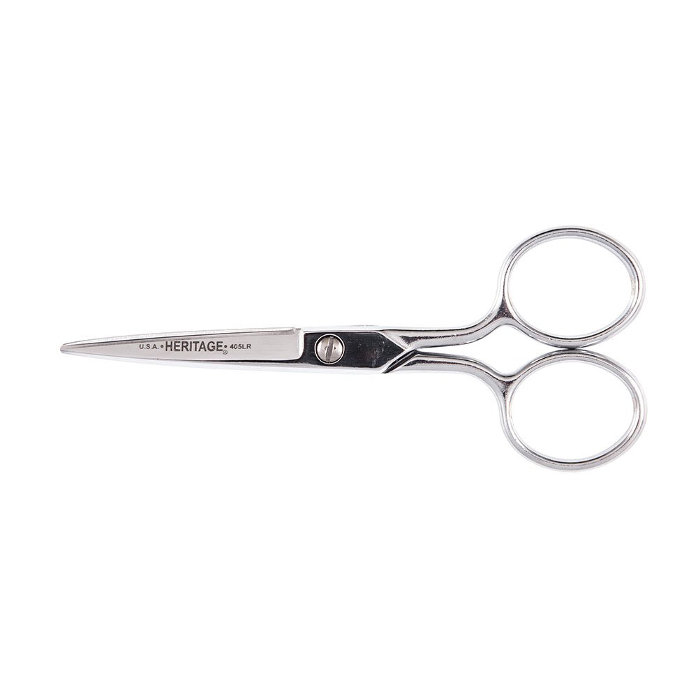 Klein Tools G405LR Scissors, Made in USA, Embroidery Scissor with Large Ring, Great for Sewing, Fabric, Electronics, More, 5-Inch