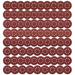 coceca 80pcs orbit sander sandpaper 5 inch 8 hole orbital sanding discs assorted 40 60 80 100 150 180 240 320 grits for power random orbit sanders