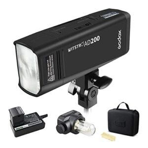 godox ad200 200ws 2.4g ttl 1/8000 hss strobe flash strobe speedlite monolight with 2900mah lithium battery to cover 500 full power shots and recycle in 0.01-2.1 sec