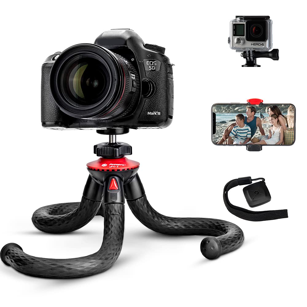 Tripod for iPhone, Fotopro Flexible Camera Tripod with Remote for iPhone 15, Waterproof and Anti-Crack Phone Tripod Stand Portable Travel Tripod for Live Streaming Vlogging Video