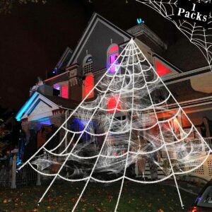 Pawliss Halloween Decorations, 16 Ft Giant Spider Web Super Stretch Cobweb Set, Huge Spider Web for Indoor Outdoor Yard Home Costumes Parties Haunted House Décor