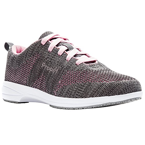 Propet Women's Washable Walker Evolution Shoe, Grey/Pink, 10 Narrow US