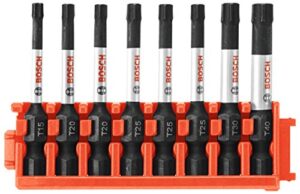 bosch ccstv208 8-piece assorted set 2 in. impact tough torx power bits with clip for custom case system