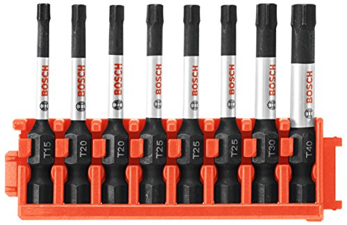 BOSCH CCSTV208 8-Piece Assorted Set 2 In. Impact Tough Torx Power Bits with Clip for Custom Case System