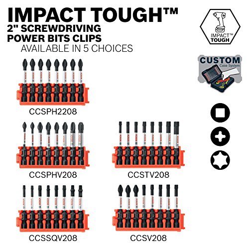 BOSCH CCSTV208 8-Piece Assorted Set 2 In. Impact Tough Torx Power Bits with Clip for Custom Case System