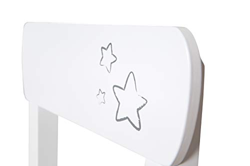 Roba: Table & 2 Chair Set: Little Stars - White Wood - Children's Seating Group, Toddler & Kids, Ages 2+