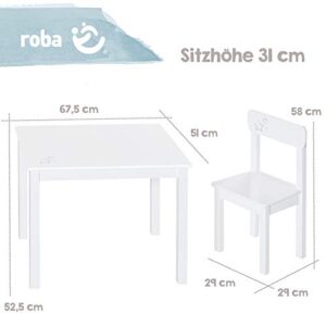 Roba: Table & 2 Chair Set: Little Stars - White Wood - Children's Seating Group, Toddler & Kids, Ages 2+