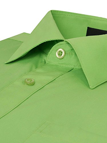 Omega Italy Men's Long Sleeve Dress Shirt Solid Color Regular Fit 25 Colors Apple Green