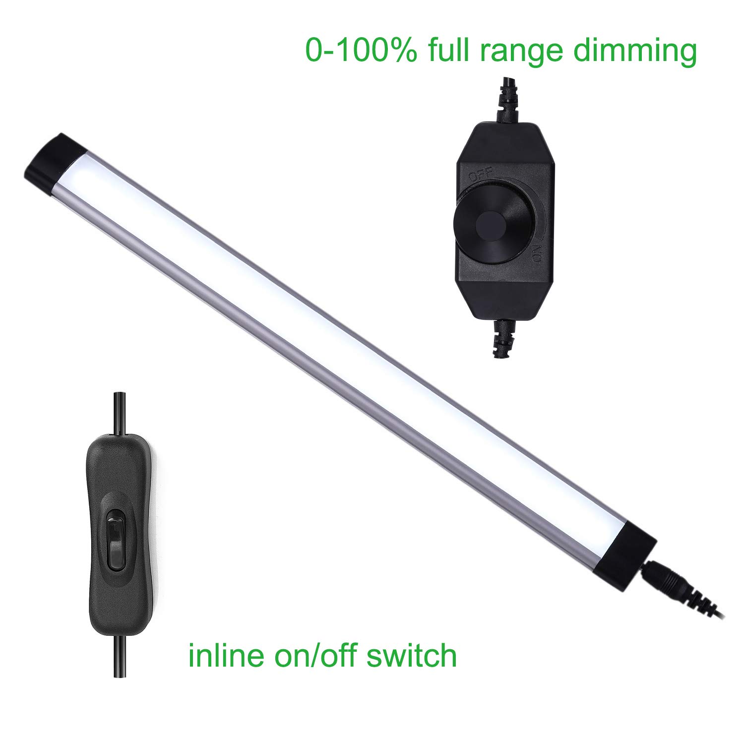 AIBOO LED Under Counter Light Rigid Bar Kit, Plug in Corded 12V LED Under Cabinet Lighting Dimmable with Switch for Counter Shelf Showcase Display Lighting (6 Panels,Daylight White).