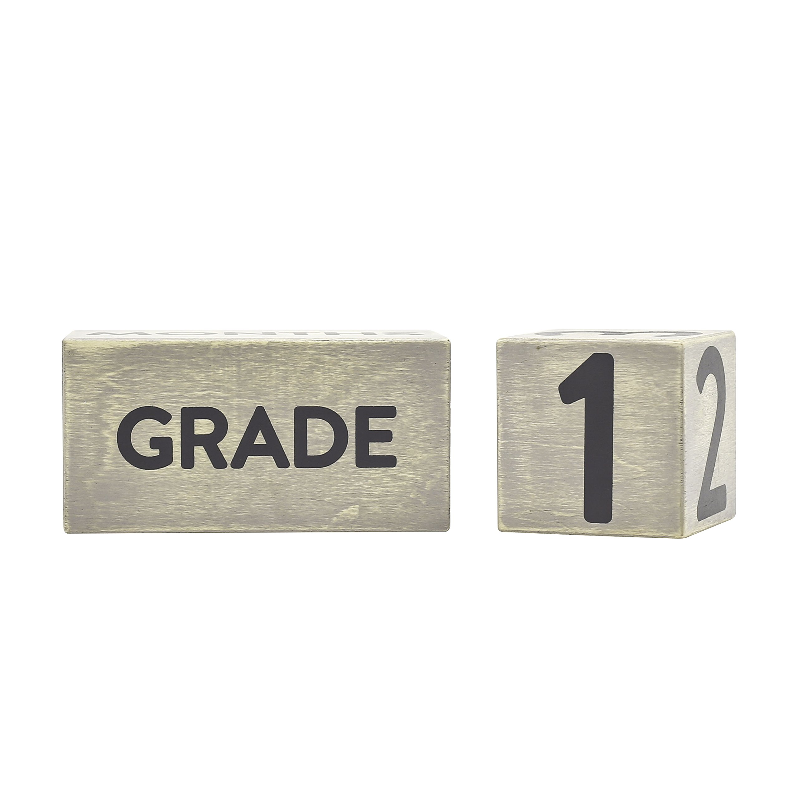 Pearhead Wooden Milestone Age Blocks, Gender-Neutral Baby Accessory for Photo Sharing, Weekly, Monthly, Year and Grade Growth Markers, Distressed Gray