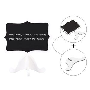 Yosoo 10Pcs Mini Wooden Chalkboard Blackboard Message Table Number Sign with Base Stand for Wedding Party Decor (White)