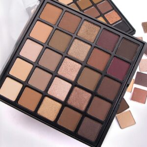 Vodisa Nude Neutral Eyeshadow Palette, Matte and Shimmer Eye Shadows Long Lasting Blendable Eyeshadow with Makeup Brushes Set Warm Brown Waterproof High Pigment Powder Pallet 25B