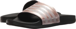 adidas women's adilette comfort slides sandal, vapour grey metallic/vapour grey metallic/core black, 10