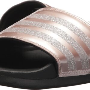 adidas Women's Adilette Comfort Slides Sandal, Vapour Grey Metallic/Vapour Grey Metallic/Core Black, 10